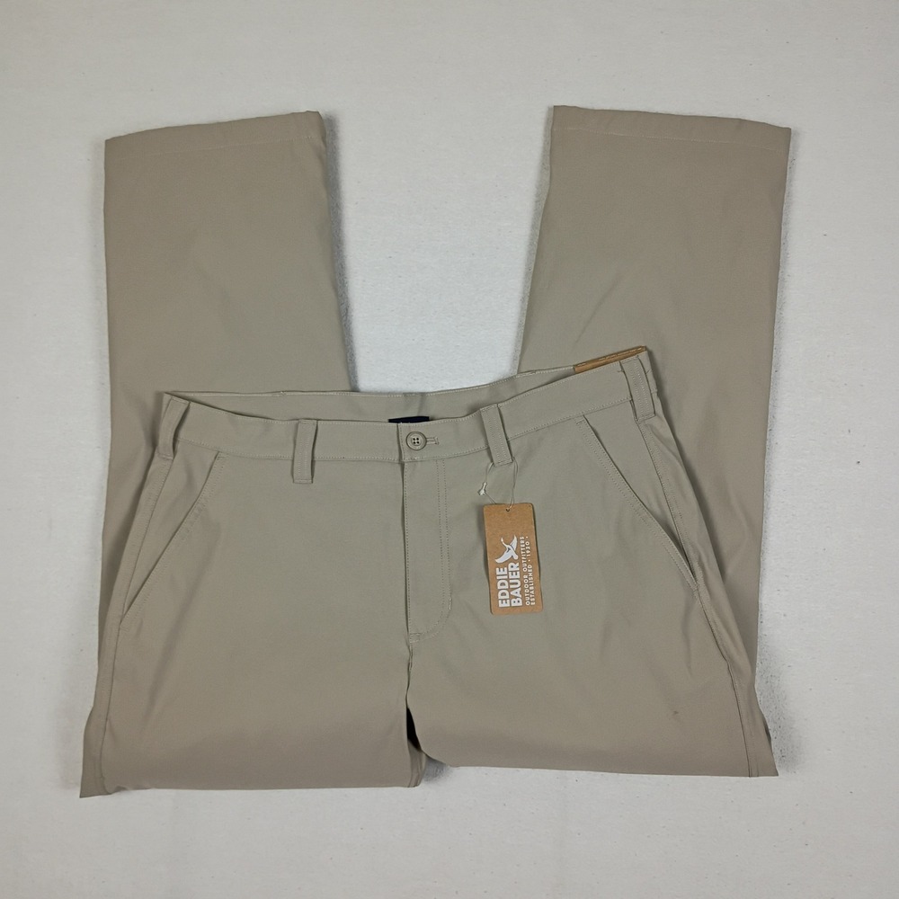 Eddie Bauer Lined Horizon Takeoff Pants Mens 36x30 Khaki Fleece Lined NEW NWT